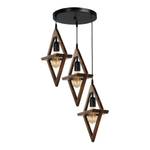 Suspension Efil III Partiellement en bois massif / Fer - 3 ampoules