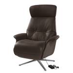 Fauteuil relax Anderson III Cuir véritable Neka : Marron foncé - Chrome brillant - Couvert