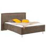 Gestoffeerd bed Homely Platweefsel Nona: Taupe - 180 x 200cm