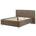 Gestoffeerd bed Homely Platweefsel Nona: Taupe - 180 x 200cm