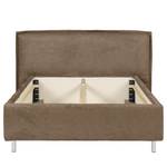 Gestoffeerd bed Homely Platweefsel Nona: Taupe - 180 x 200cm