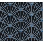 Papier peint en intissé Art Deco Noir - 0,53 m x 10,05 m - Noir / Bleu