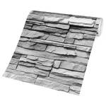 Vliesbehang Ashlar Masonry vliespapier - zwart/wit - 432 x 290 cm