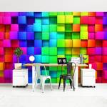 Vliesbehang 3D Kubus vliesbehang - meerdere kleuren - 432 x 290 cm