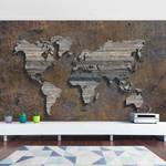 Vliesbehang Hout Roest Wereldkaart vliespapier - bruin - 384 x 255 cm