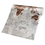 Vliesbehang Shabby Beton Wereldkaart vliespapier - grijs - 384 x 255 cm