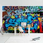 Vliesbehang Colours of Graffiti vliespapier - blauw - 384 x 255 cm