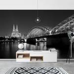 Vliestapete Köln bei Nacht Vliespapier - Schwarz / Weiß - 384 x 255 cm