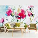Vliesbehang Painted Poppies vliespapier - lila - 384 x 255 cm