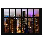 Vliestapete Fenster New York Mondlicht Vliespapier - Mehrfarbig - 384 x 255 cm