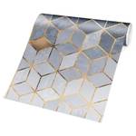 Vliesbehang Gouden Geometrie Vliespapier - Turqouise/roze - 384 x 255 cm