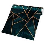 Vliesbehang Donker Turkoois met Goud vliespapier - turquoise - 432 x 290 cm