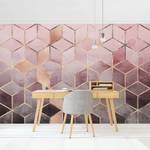 Vliesbehang Gouden Geometrie Vliespapier - Grijs/roze - 432 x 290 cm