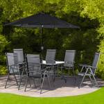 Gartenessgruppe Chaniers 8-teilig Aluminium / Polyester - Silber / Schwarz