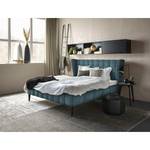 Gestoffeerd bed Capri Dream Platweefsel Nona: Blauw - 180 x 200cm