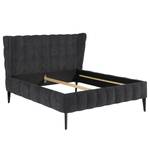 Gestoffeerd bed Capri Dream Platweefsel Nona: Antracietkleurig - 140 x 200cm