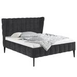 Gestoffeerd bed Capri Dream Platweefsel Nona: Antracietkleurig - 140 x 200cm