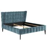 Gestoffeerd bed Capri Dream Platweefsel Nona: Blauw - 160 x 200cm