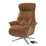 Fauteuil relax Anderson III Cuir véritable Neka : Caramel - Chrome brillant - Chêne