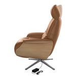 Fauteuil relax Anderson III Cuir véritable Neka : Caramel - Chrome brillant - Chêne