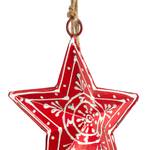 Kerstboomhanger Metalen Ster aluminium - rood