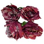 Fleurs artificielles Rose I (lot de 4) Polyester PVC - Bordeaux