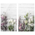 Herdabdeckplatte Tulpen-Rose Sicherheitsglas - Grau - 60 x 52 cm