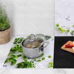 Protège-plaque de cuisson Herbes I Verre de sécurité - Vert - 60 x 52 cm