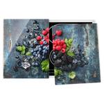 Protège-plaque de cuisson Fruits rouges Verre de sécurité - Multicolore - 80 x 52 cm