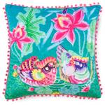 Coussin Harmony I Velours de polyester - Bleu lagon