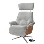 Fauteuil relax Anderson III Tissu Saia: Gris clair - Chrome brillant - Noyer