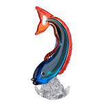 Skulptur Fisch Farbglas - Blau / Rot