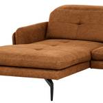 Canapé d’angle Bosley Aspect cuir vieilli - Microfibre Priya: Cognac - Méridienne courte à gauche (vue de face) - Sans repose-pieds