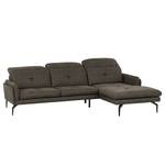 Ecksofa Bosley Antiklederlook - Microfaser Priya: Anthrazit - Longchair davorstehend rechts - Ohne Hocker