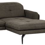 Ecksofa Bosley Antiklederlook - Microfaser Priya: Anthrazit - Longchair davorstehend rechts - Ohne Hocker