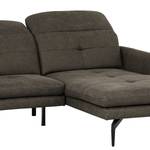 Ecksofa Bosley Antiklederlook - Microfaser Priya: Anthrazit - Longchair davorstehend rechts - Ohne Hocker