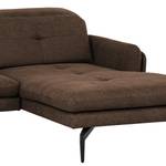 Canapé d’angle Bosley Aspect cuir vieilli - Microfibre Priya: Marron foncé - Méridienne courte à droite (vue de face) - Sans repose-pieds