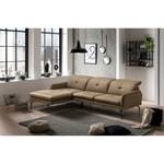 Ecksofa Bosley Antiklederlook - Microfaser Priya: Taupe - Longchair davorstehend links - Ohne Hocker