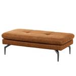 Ecksofa Bosley Antiklederlook - Microfaser Priya: Cognac - Longchair davorstehend rechts - Mit Hocker