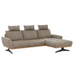 Ecksofa Duston Webstoff - Webstoff Tose: Cappuccino - Longchair davorstehend rechts - Mit Kopfstütze