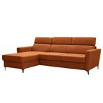 Ecksofa Landaff I Webstoff Sioma: Orange - Longchair davorstehend links - Ohne Schlaffunktion - Mit Hocker