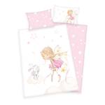 Parure de lit Little Fairy Tissu renforcé - Rose / Blanc - 100 x 135 cm + oreiller 40 x 60 cm