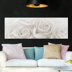 Impression sur toile Roses blanches I Beige - 120 x 40 x 2 cm - Largeur : 120 cm