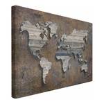 Leinwandbild Holz Rost Weltkarte I