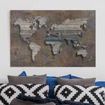 Canvas Cartina del mondo di legno I Marrone - 60 x 40 x 2 cm - Larghezza: 60 cm