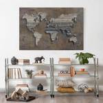 Canvas Cartina del mondo di legno II Marrone - 120 x 80 x 2 cm - Larghezza: 120 cm