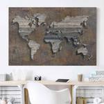 Canvas Cartina del mondo di legno II Marrone - 120 x 80 x 2 cm - Larghezza: 120 cm