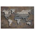 Canvas Cartina del mondo di legno II Marrone - 120 x 80 x 2 cm - Larghezza: 120 cm