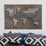Canvas Cartina del mondo di legno II Marrone - 60 x 40 x 2 cm - Larghezza: 60 cm