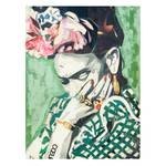 Leinwandbild Frida Kahlo Collage IV Grün - 60 x 80 x 2 cm